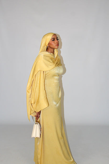 SAMRA Abaya and Shawl - Canary
