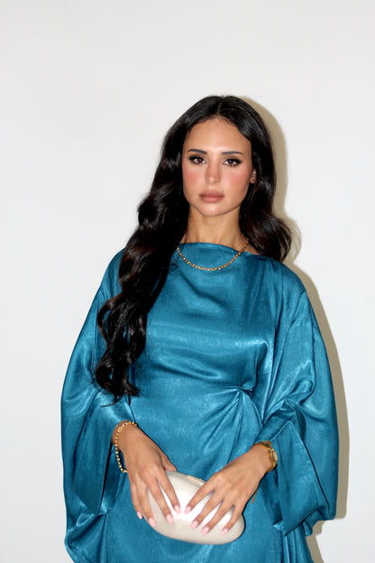 SAMRA Abaya and Shawl - Turqoise