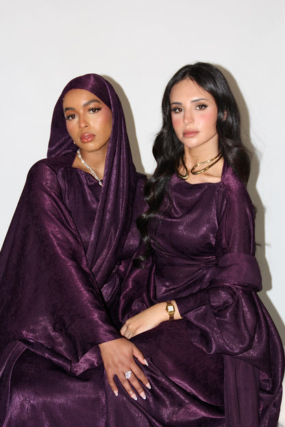 SAMRA Abaya and Shawl - Deep Purple