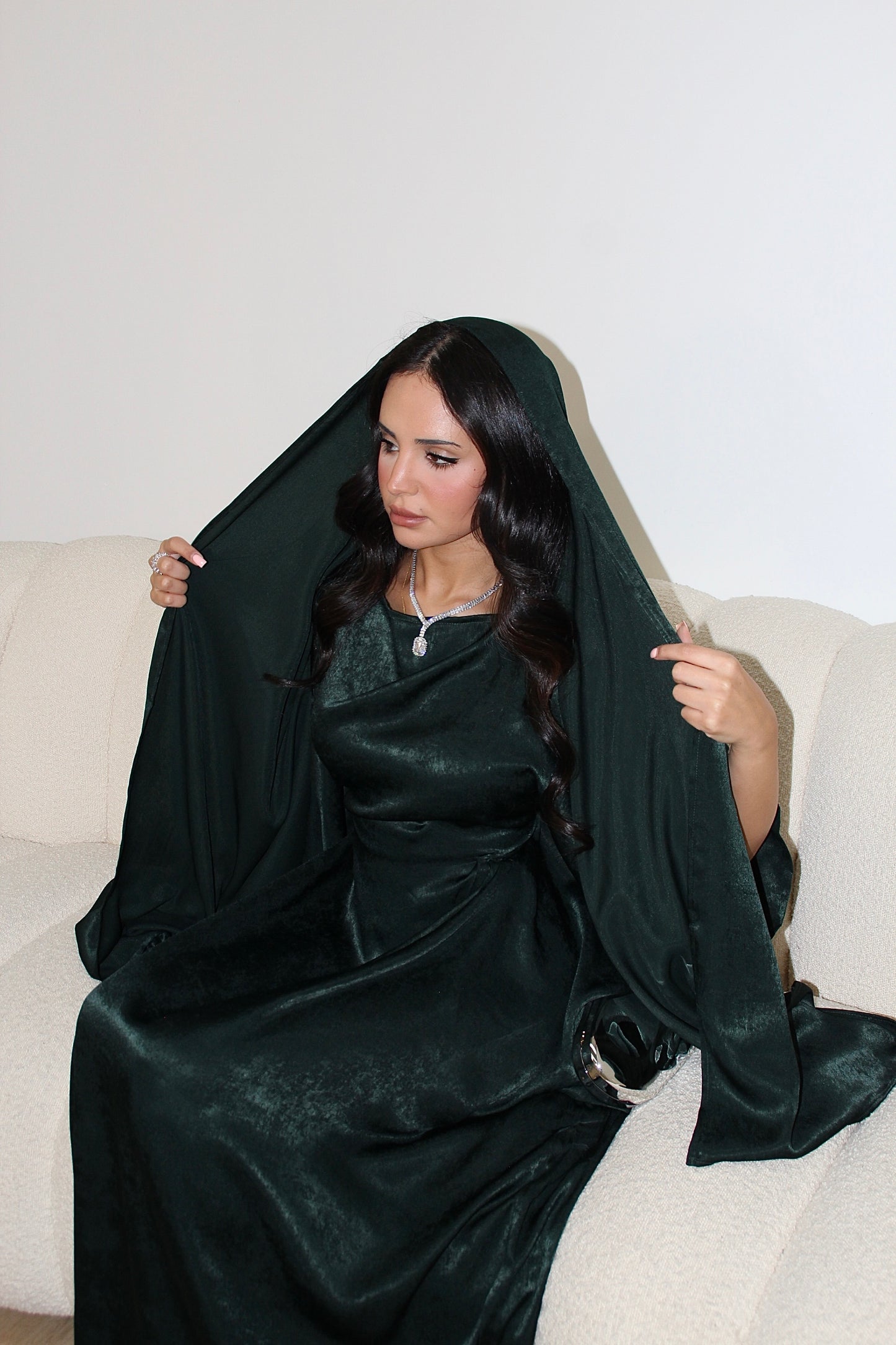 SAMRA Abaya and Shawl - Emerald